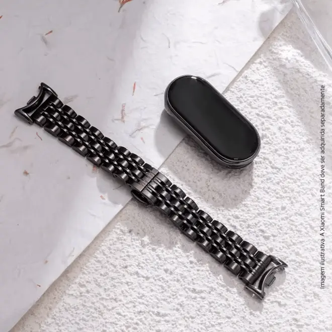 Bracelete de Aço Inoxidável p/ Xiaomi Smart Band 8/9/10