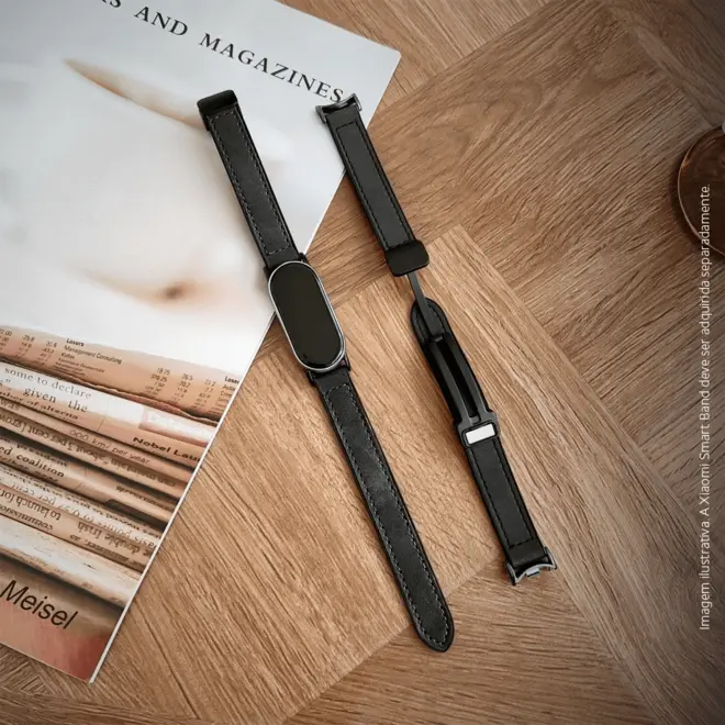 Bracelete de Couro para Xiaomi Smart Band 8/9/10